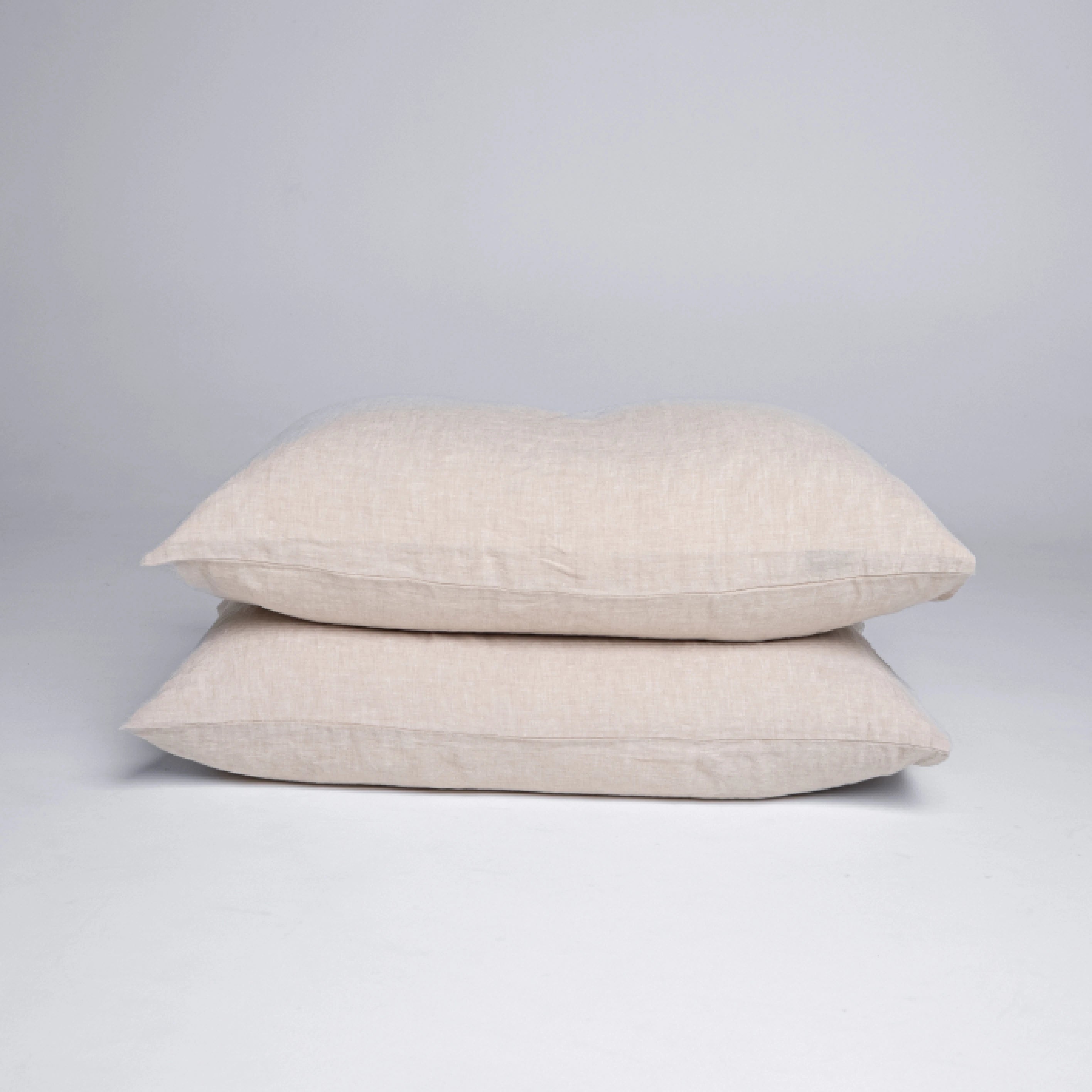 Stonewashed Linen Pillowcase Set – Beige | 100% Natural
