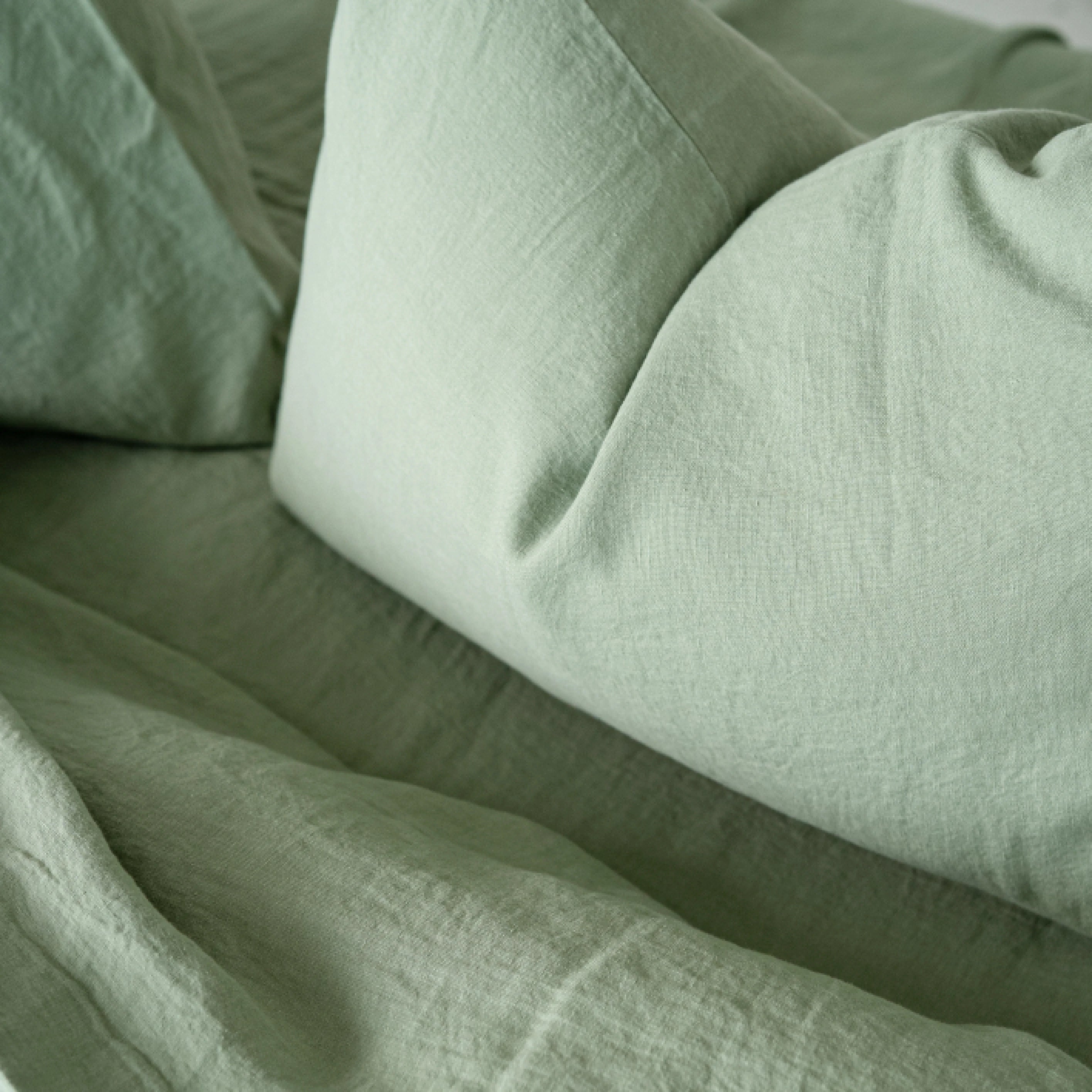 Stonewashed Linen Pillowcase Set – Sage Green | 100% Natural