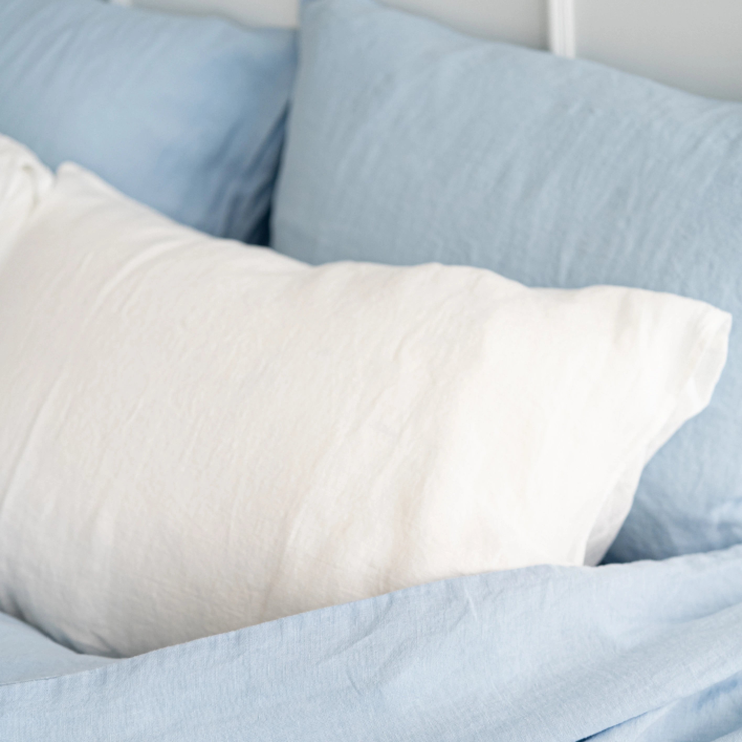 Stonewashed Linen Duvet Cover Set – Powder Blue | 100% Natural