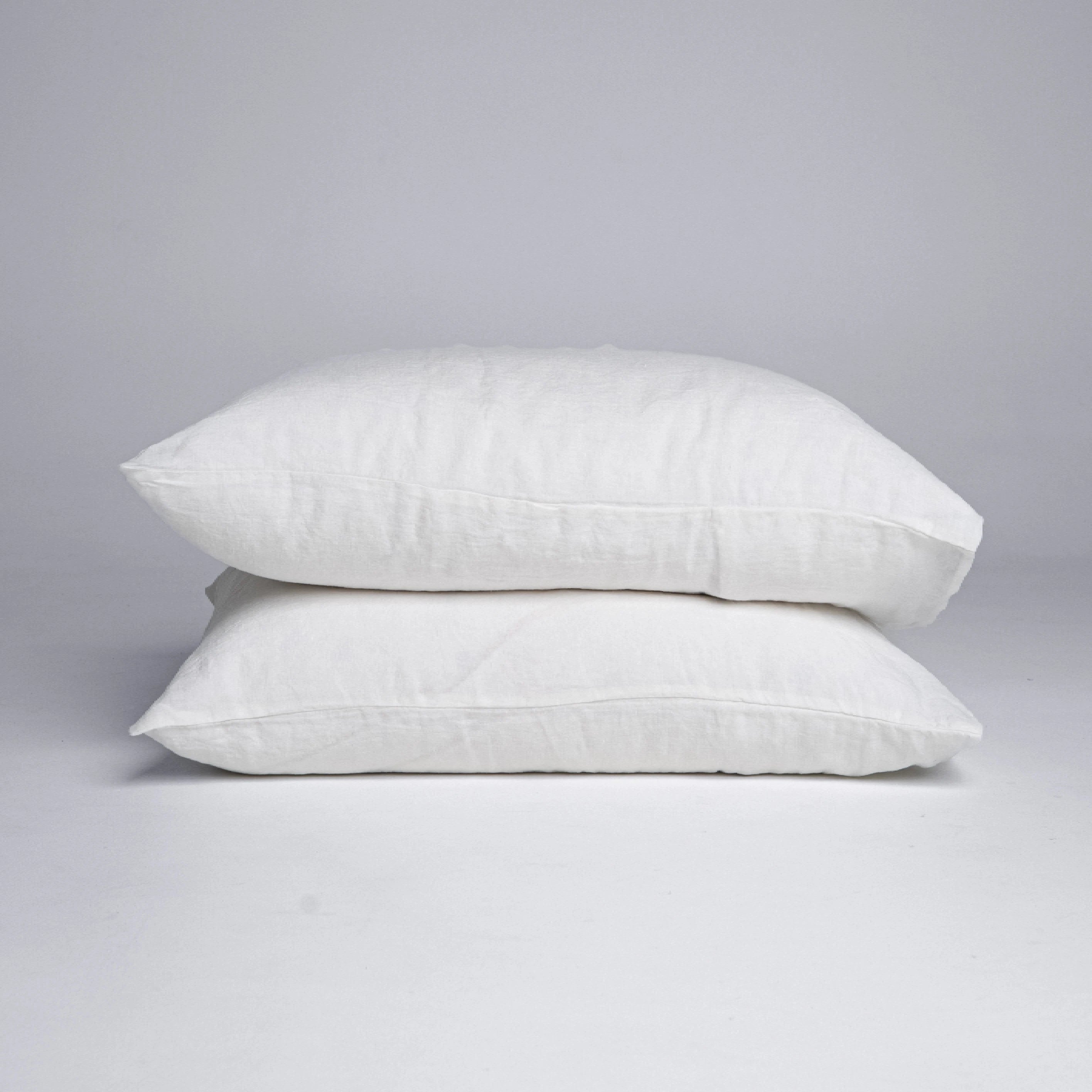 Stonewashed Linen Pillowcase Set – White | 100% Natural
