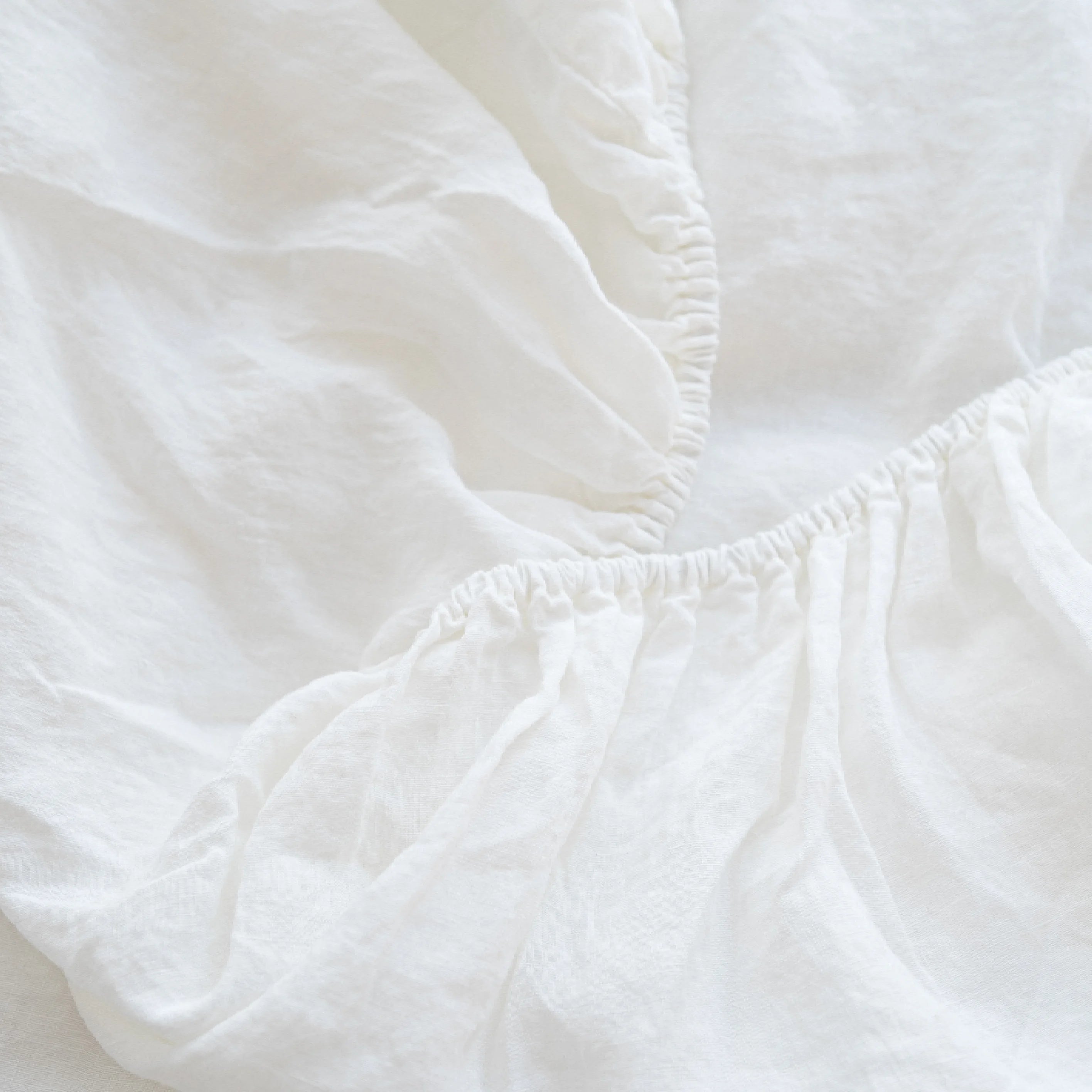 Stonewashed Linen Fitted Sheet – White | 100% Natural