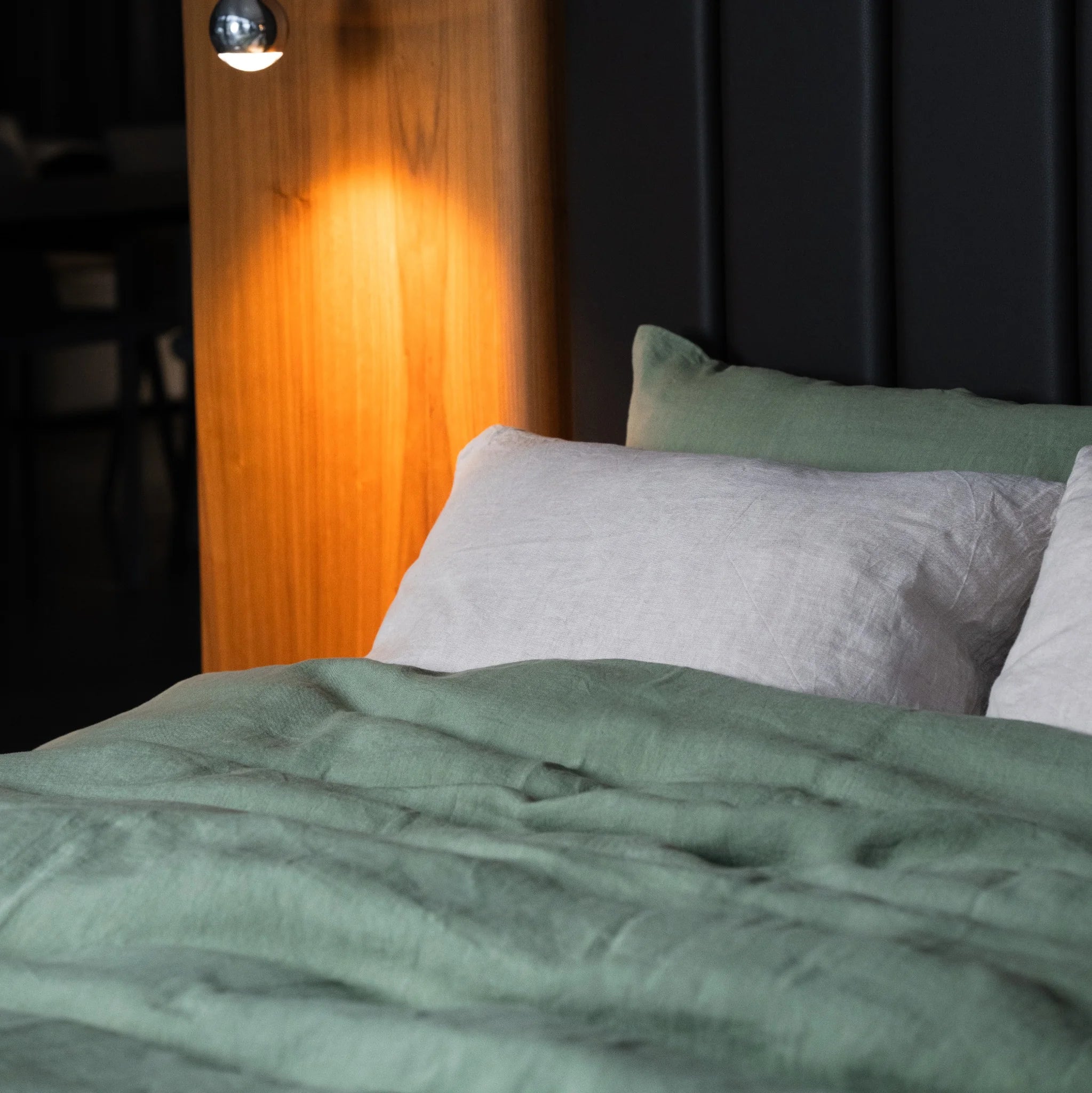 Stonewashed Linen Duvet Cover Set – Sage Green | 100% Natural